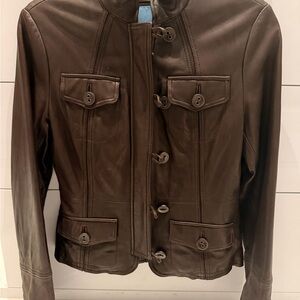 Nine West Dark Brown Leather Jacket
